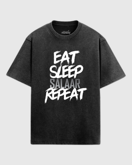 Eat Sleep SALAAR Repeat : Oversized Acid Wash Tshirt