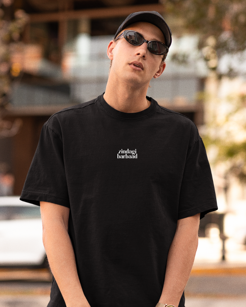 Oversized Telugu Minimals : - Zindagi Barbaad Black Unisex T-shirt