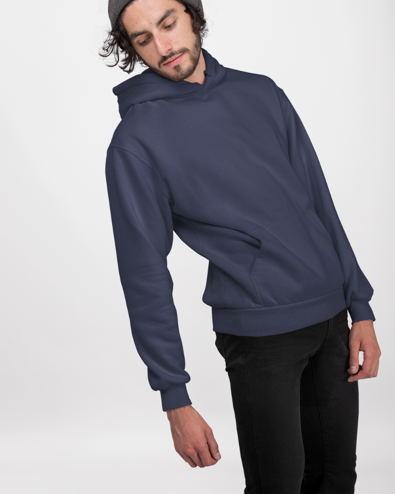 Navy Blue Unisex Plain Hoodie