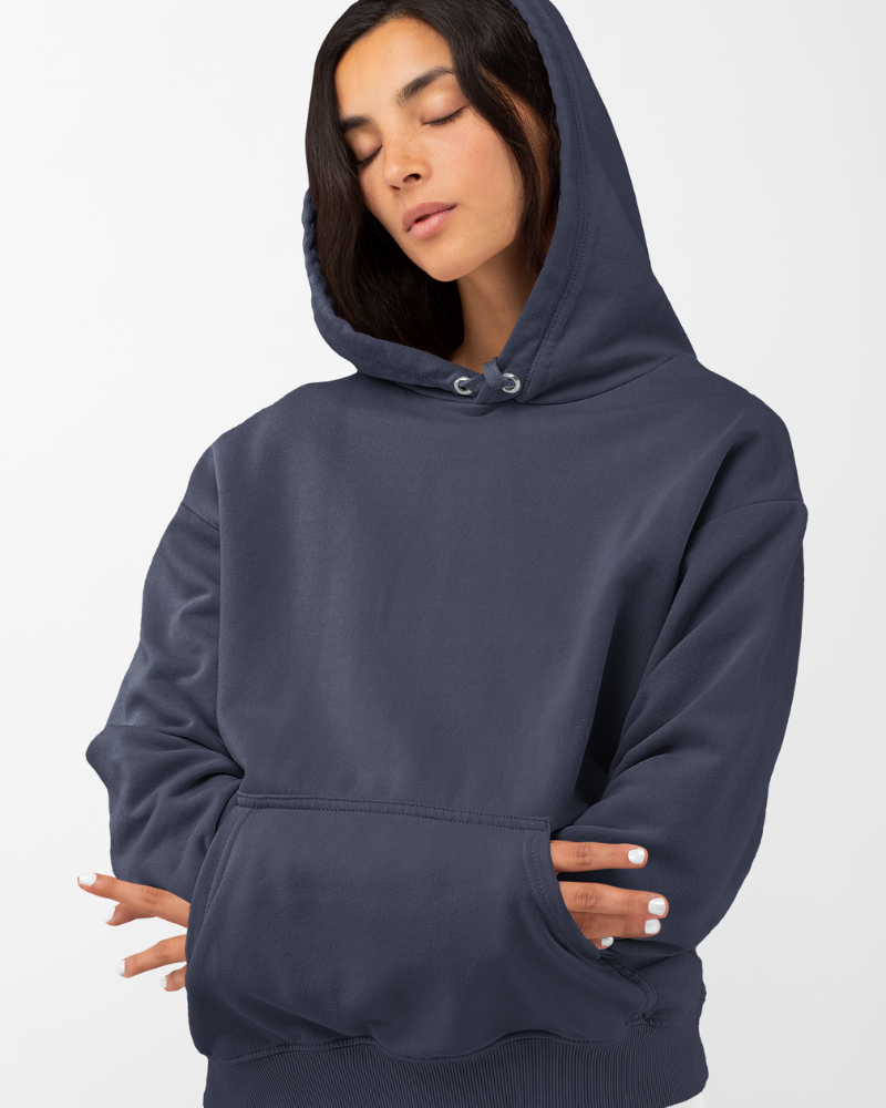 Navy Blue Unisex Plain Hoodie