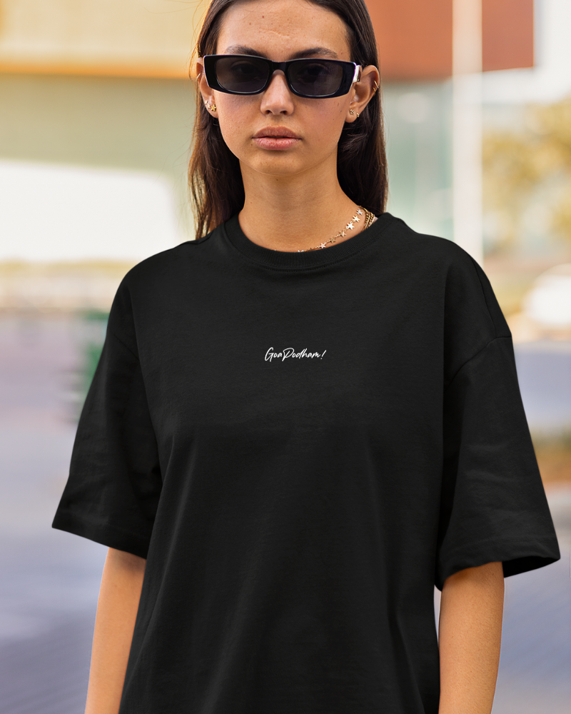 Oversized Telugu Minimals : - Goa Podham! Black Unisex T-shirt