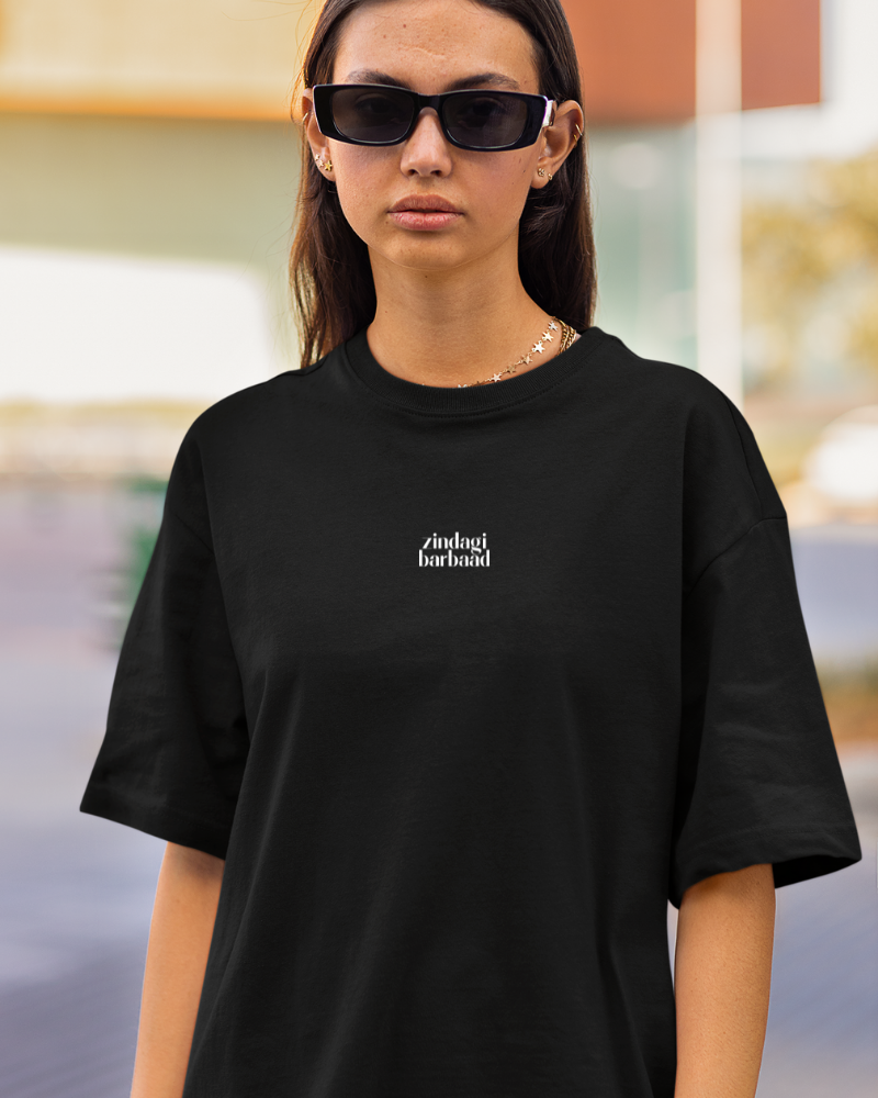 Oversized Telugu Minimals : - Zindagi Barbaad Black Unisex T-shirt